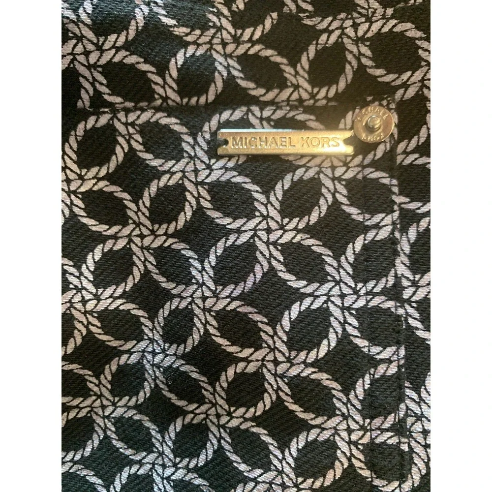 Michael Kors Black White Geometric Print Pants Womens Size XS‎ Pull Pn Skinny